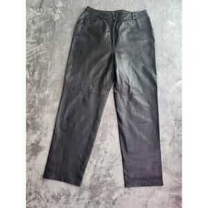 MetroStyle Leather Pant Women Size 8p Black High Rise Tapered Moto Club Goth